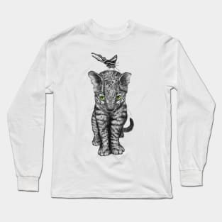 Jungle Kitty and Butterfly Long Sleeve T-Shirt